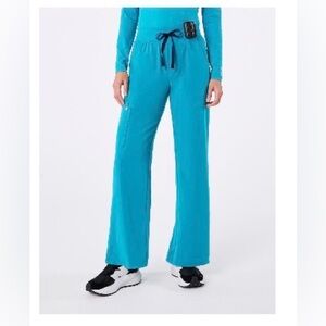 Figs Teal High Waisted Isabel Wide Leg Scrub Pants